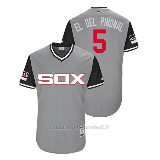 Maglia Baseball Uomo Chicago White Sox Yolmer Sanchez 2018 Llws Players Weekend El Del Pinonal Grigio